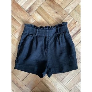 FRAME Black Linen Shorts with Pockets Size 8